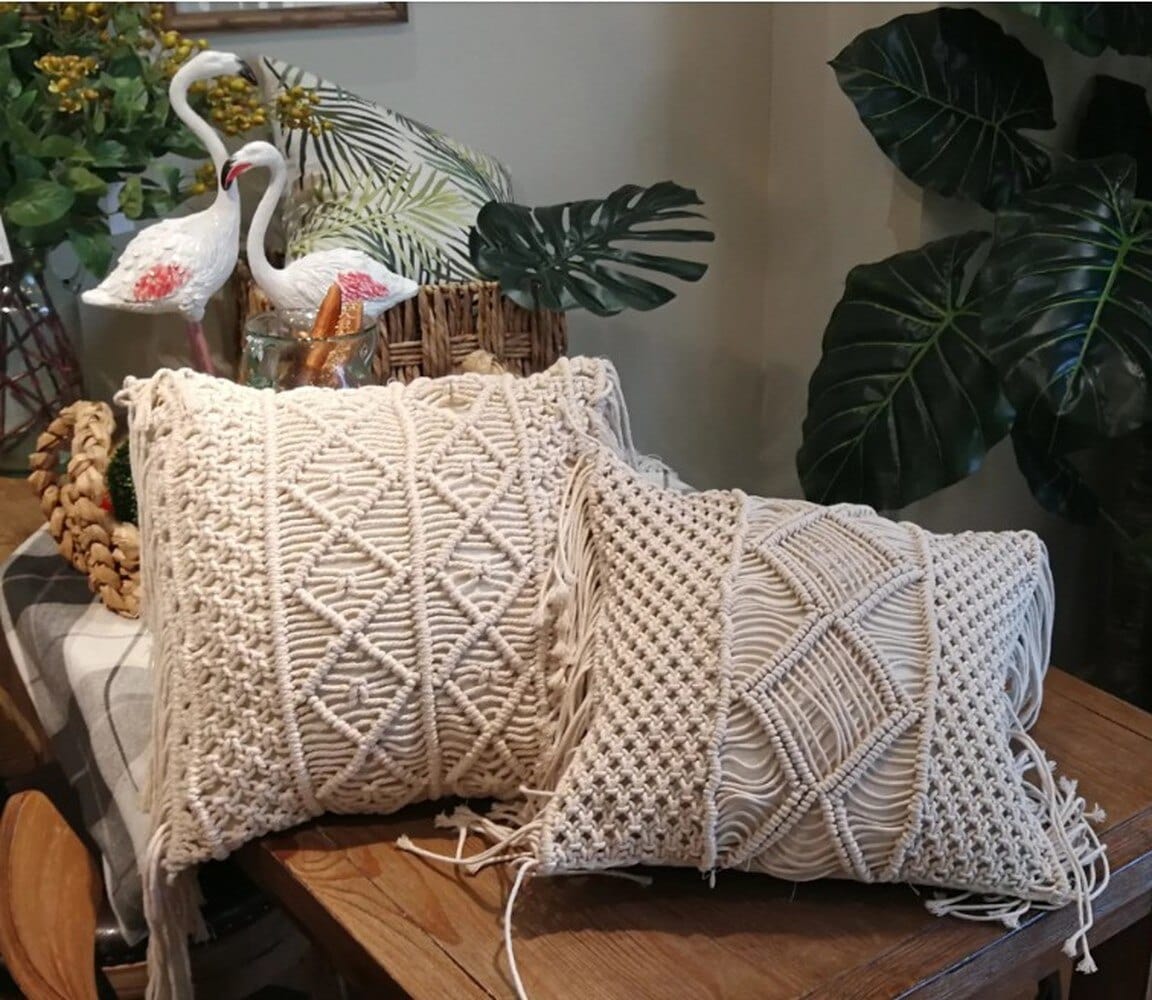 Macrame Throw Pillow Cover