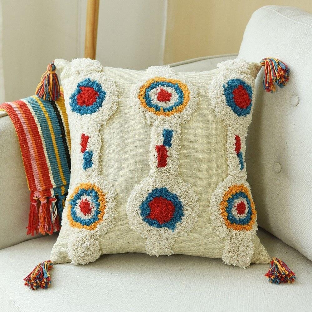 Moroccan Boho Tassel Throw Pillow Cover