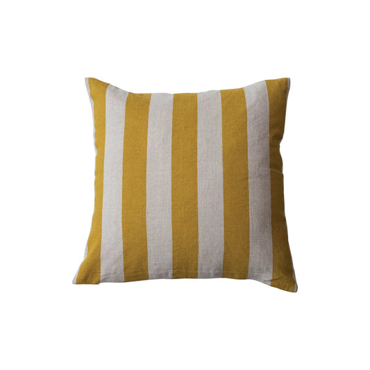 20' Square Cotton & Linen Printed Pillow w/ Stripes
